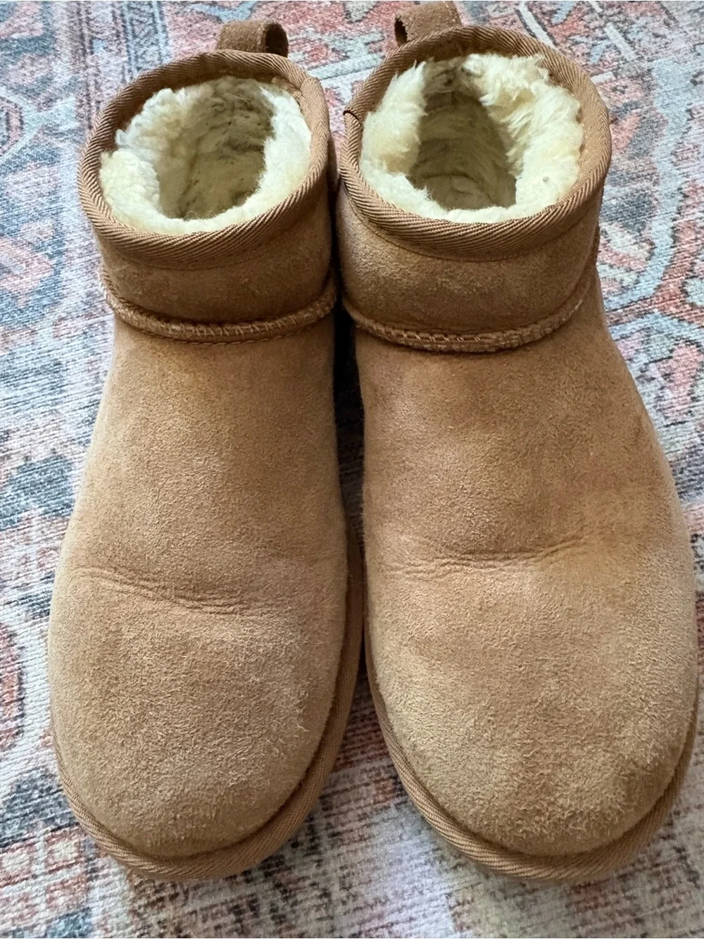 UGG Classic Ultra Mini Chestnut Suede Sheepskin Boots | Womens 7